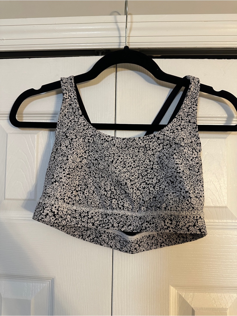 lululemon athletica Black and White Floral Scoop Sports Bra Top